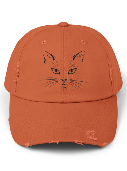 "Cat Face Sketch" Unisex Distressed Cap