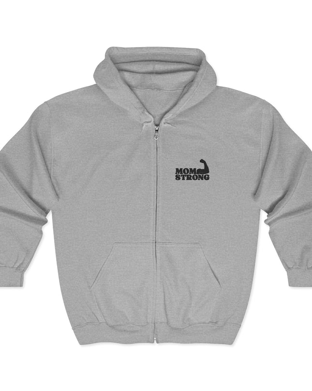 "Mom Strong (Black embroidery) " Unisex Heavy Blend Full Zip Hooded Sweatshirt