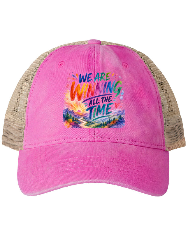 "We are Winning all the Time" Women's Washed Mesh-Back Cap