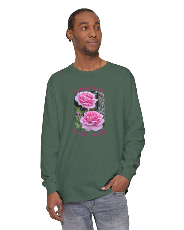 "Blessed and Beautiful" Unisex Garment-dyed Long Sleeve T-Shirt