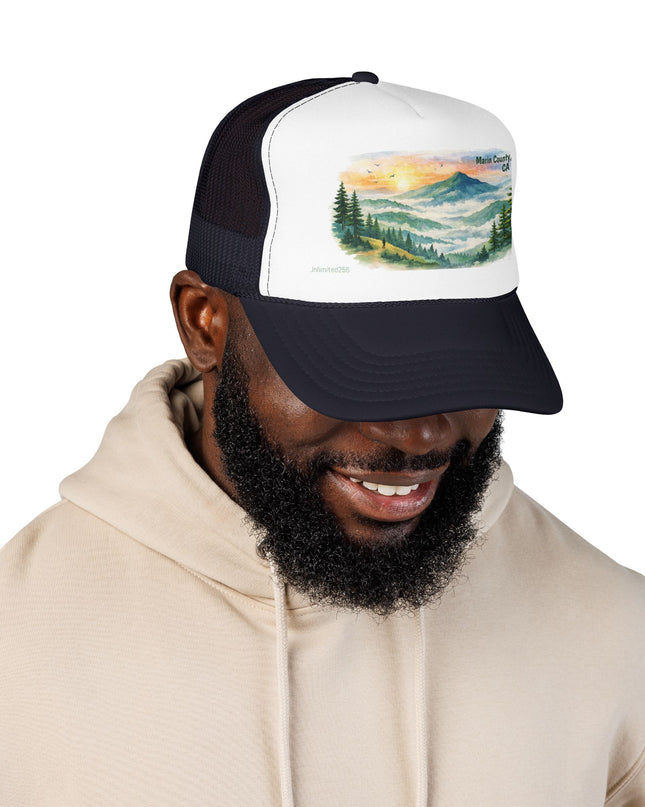 "Marin County, Where the Hills Meet the Sky" Foam Trucker Hat