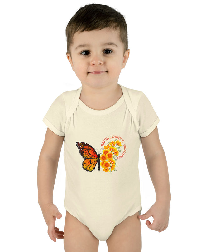 "Butterflies and Poppies Marin County, California" Infant Baby Rib Bodysuit