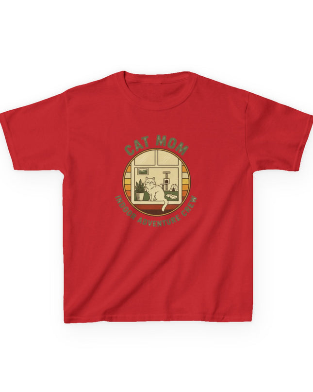 "Cat Mom Indoor Adventure Crew" Kids Heavy Cotton Tee