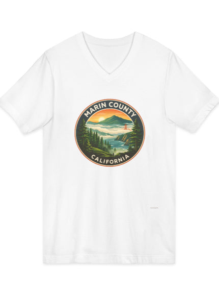 "Marin County, Above the Fog - no text" Unisex Jersey Short Sleeve V-Neck Tee