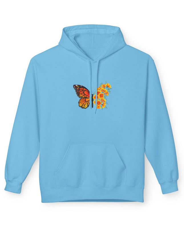 "Butterfly Poppies" (Ink front and back) Unisex Midweight Softstyle Fleece Hoodie