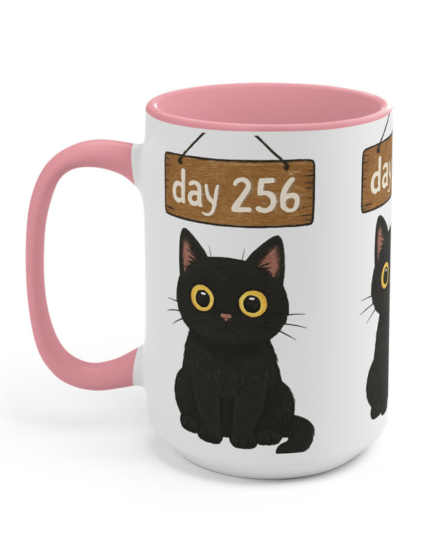 "Day 256 Not Blinking Black Cat" Accent Mug