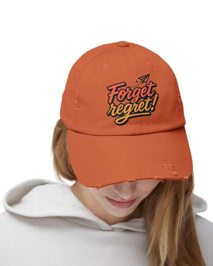 "Forget regret" Unisex Distressed Cap