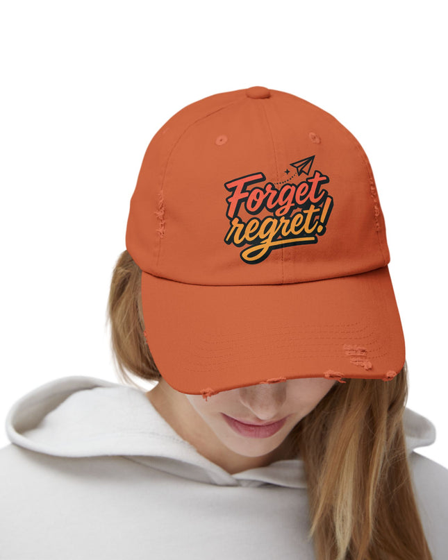 "Forget regret" Unisex Distressed Cap