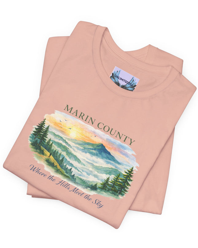 "Marin County, Where the Hills Meet the Sky" Unisex Jersey Short Sleeve Tee