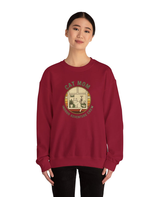 "Cat Mom Indoor Adventure Crew" Unisex Adult Sweatshirt