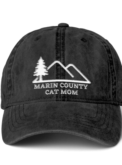 "Marin County Cat Mom" Women's Pigment-Dyed Cap with Fashion Undervisor (Embroidery)