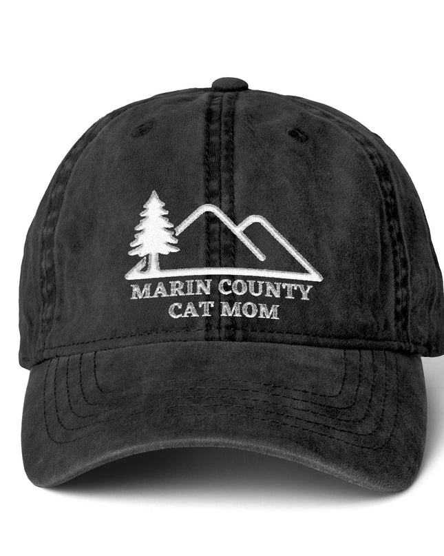 "Marin County Cat Mom" Women's Pigment-Dyed Cap with Fashion Undervisor (Embroidery)