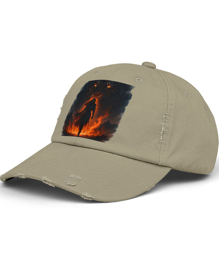 "Eye of the tiger, walking through fire" Unisex Distressed Cap