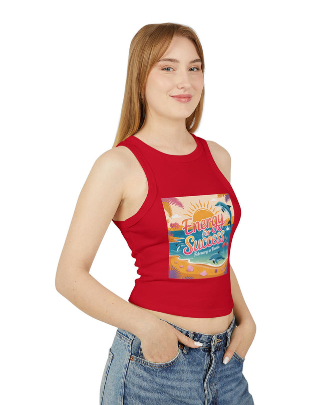 "February and Florida, Energy for Success" Women's Micro Rib Racer Tank Top