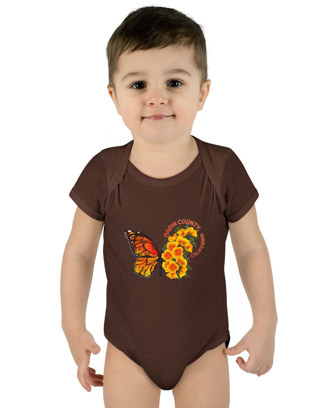 "Butterflies and Poppies Marin County, California" Infant Baby Rib Bodysuit