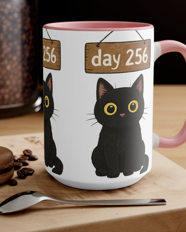 "Day 256 Not Blinking Black Cat" Accent Mug