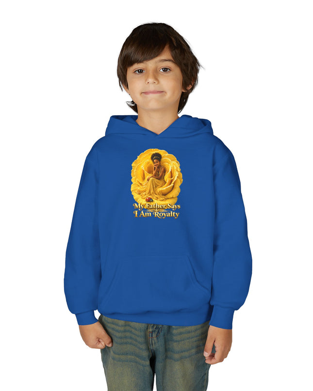 "My Father Says I am Royalty" Youth Heavy Blend Hooded Sweatshirt