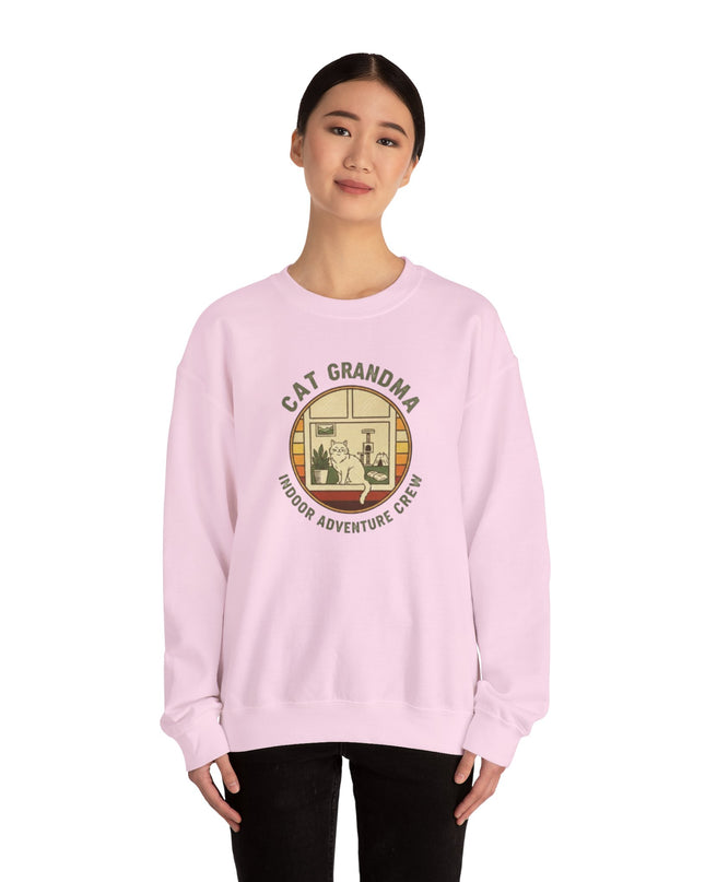 "Cat Grandma Indoor Adventure Crew" Unisex Adult Crewneck Sweatshirt
