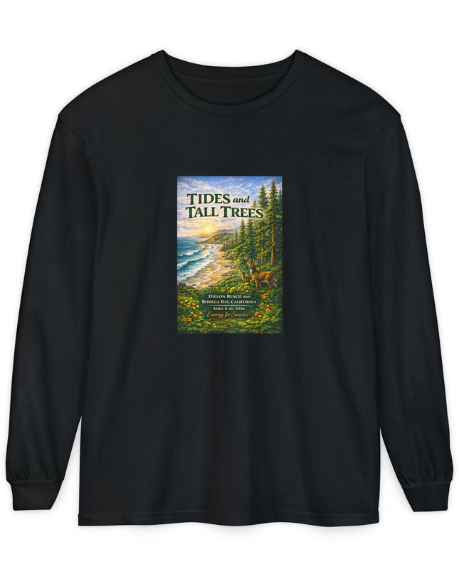 "Tides and Tall Trees" Unisex Garment-dyed Long Sleeve T-Shirt