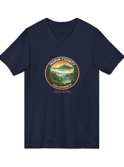 "Marin County, Above the Fog" Unisex Jersey Short Sleeve V-Neck Tee