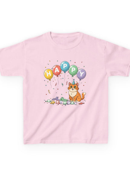 "Happy Birthday - Cat Popped the Balloons" Kids Heavy Cotton Tee