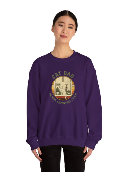 "Cat Dad Indoor Adventure Crew" Unisex Adult Sweatshirt