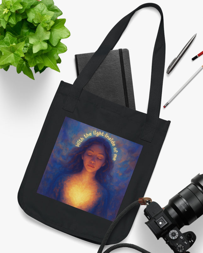 "With the Light Inside of Me" Organic Canvas Tote Bag