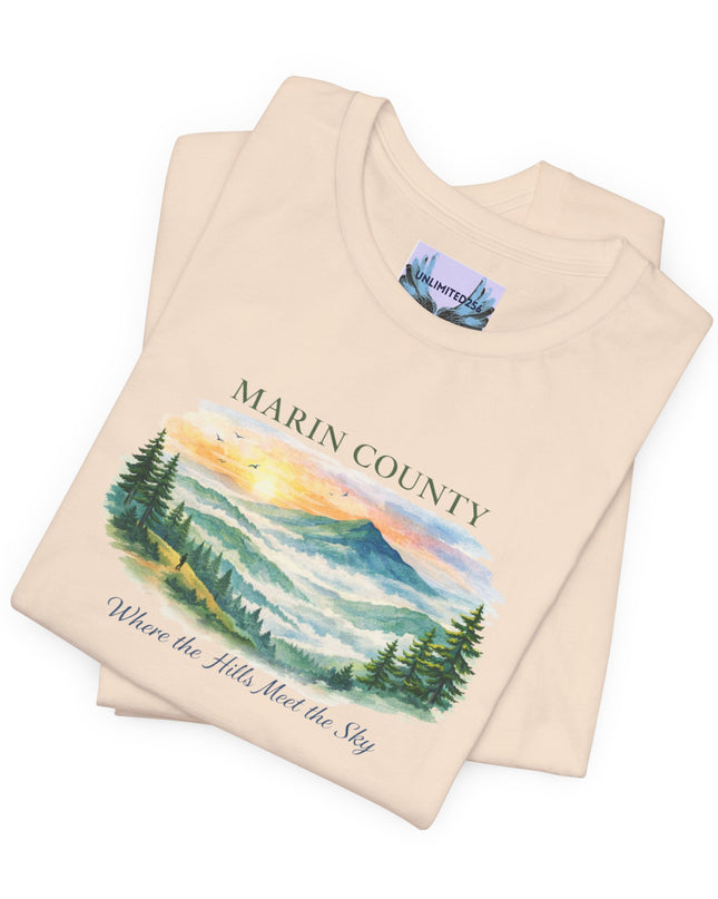 "Marin County, Where the Hills Meet the Sky" Unisex Jersey Short Sleeve Tee
