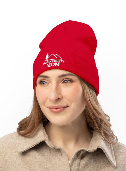 "Marin County Mom" Knit Beanie (Embroidery)