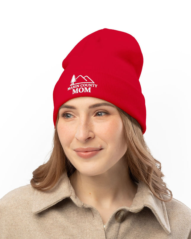"Marin County Mom" Knit Beanie (Embroidery)