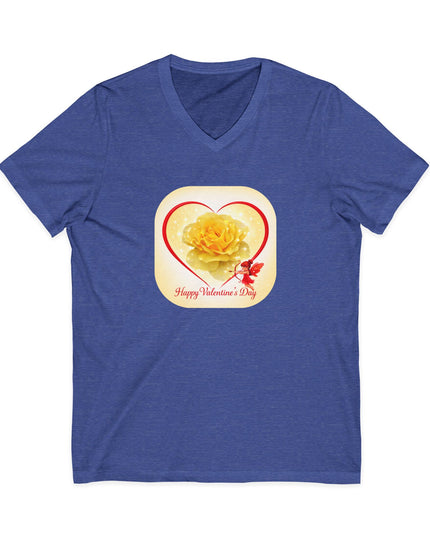 "Happy Valentine's Day" Unisex Jersey Short Sleeve V-Neck Tee