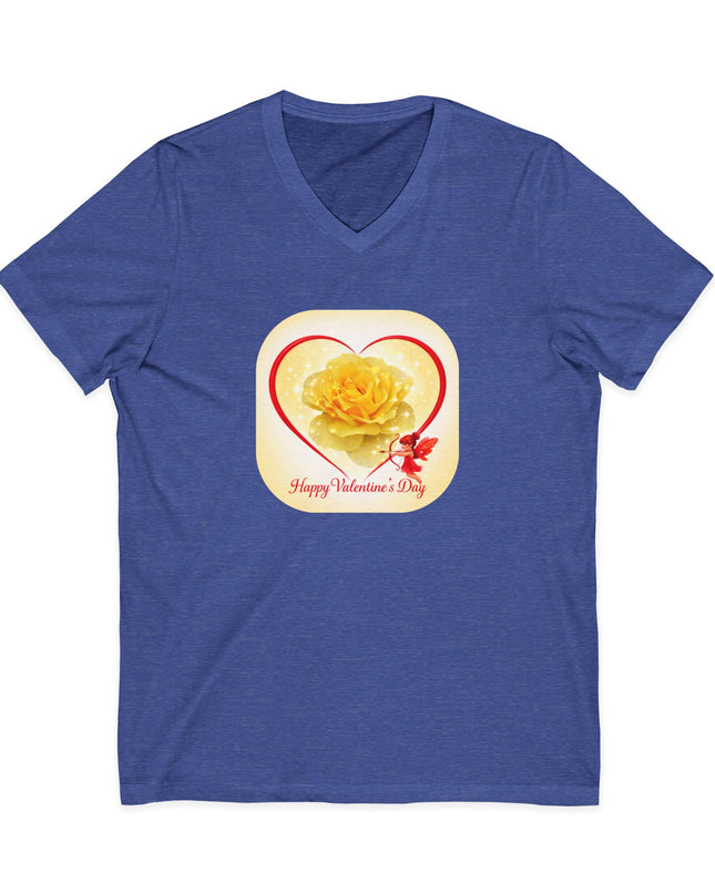 "Happy Valentine's Day" Unisex Jersey Short Sleeve V-Neck Tee
