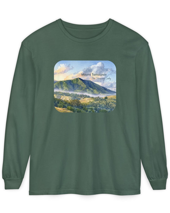 "Mount Tamalpais, the Sleeping Lady" Unisex Garment-dyed Long Sleeve T-Shirt