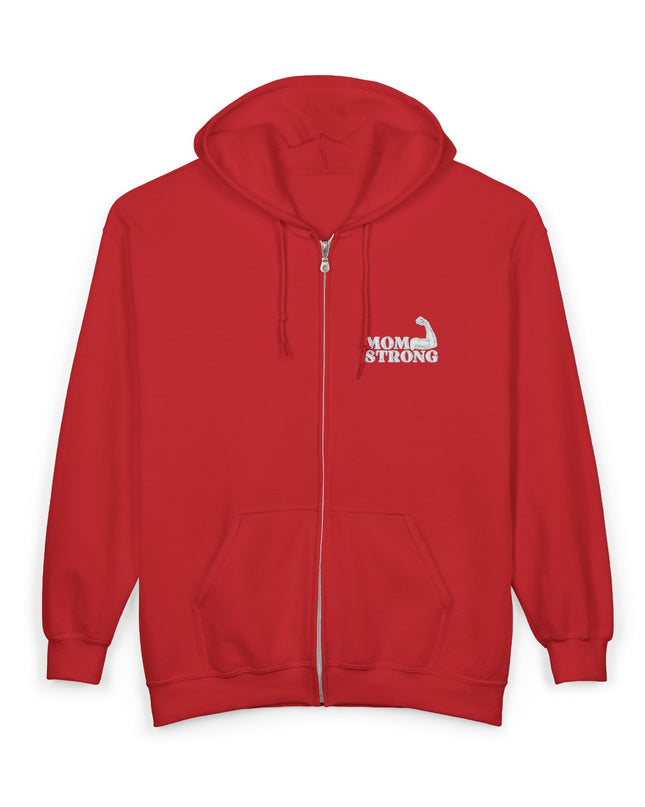 "Mom Strong (White embroidery)" Unisex Heavy Blend Full Zip Hooded Sweatshirt