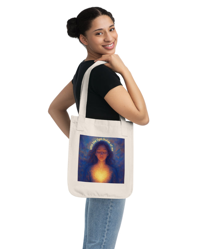 "With the Light Inside of Me" Organic Canvas Tote Bag