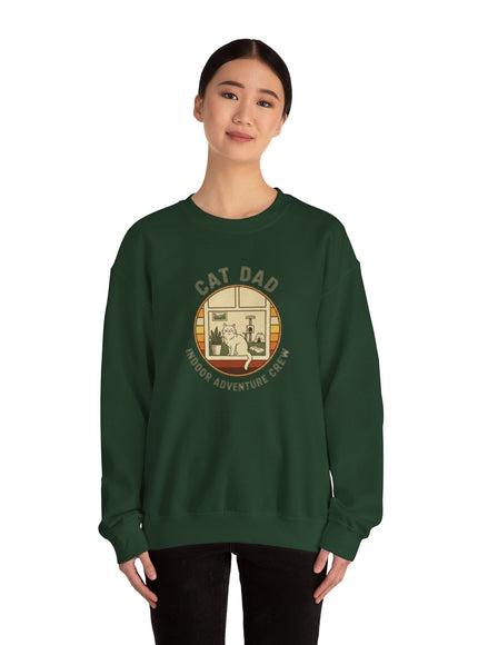 "Cat Dad Indoor Adventure Crew" Unisex Adult Sweatshirt