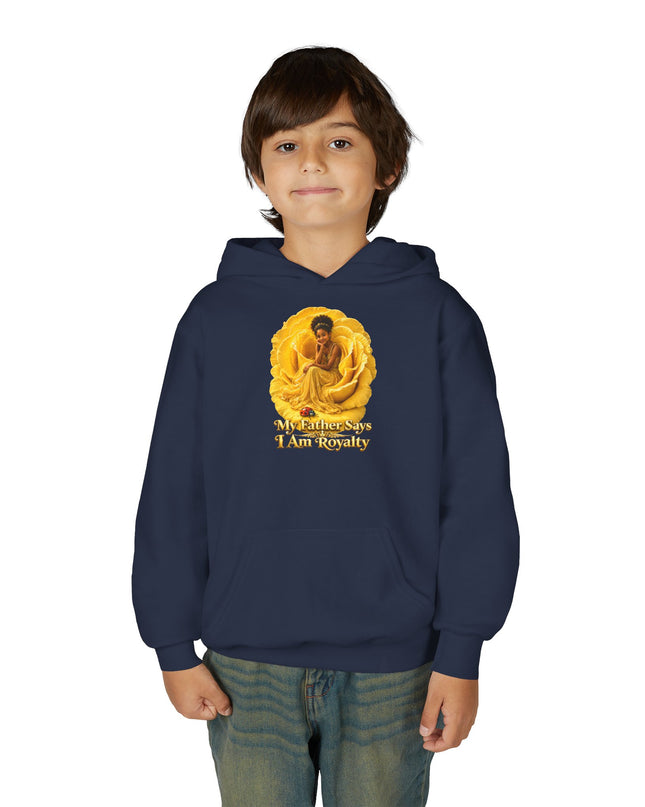 "My Father Says I am Royalty" Youth Heavy Blend Hooded Sweatshirt