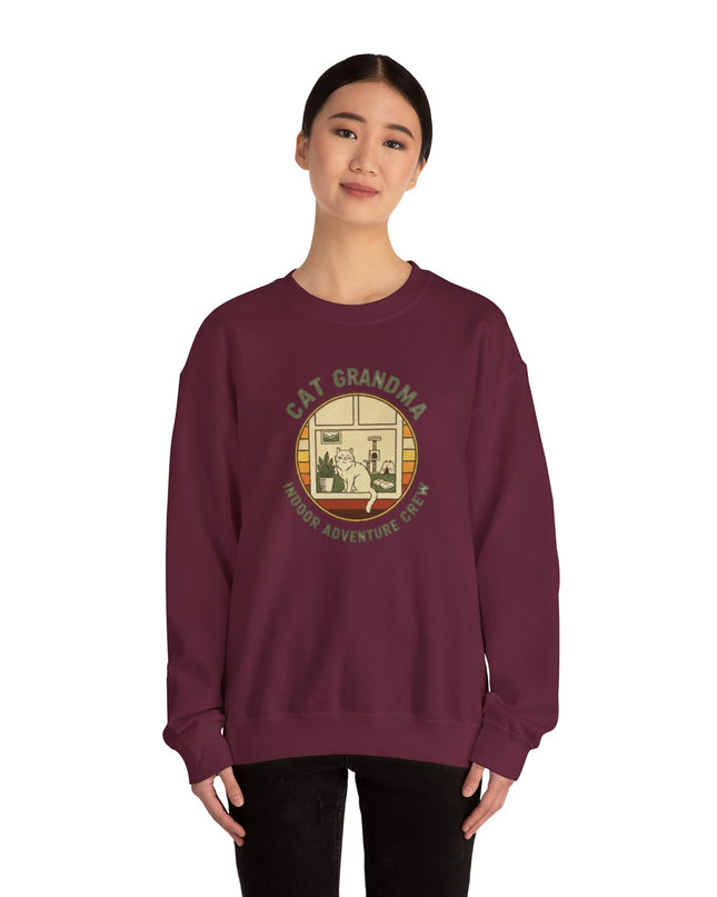 "Cat Grandma Indoor Adventure Crew" Unisex Adult Crewneck Sweatshirt
