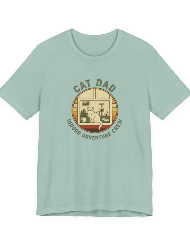 "Cat Dad Indoor Adventure Crew" Unisex Jersey Short Sleeve Tee