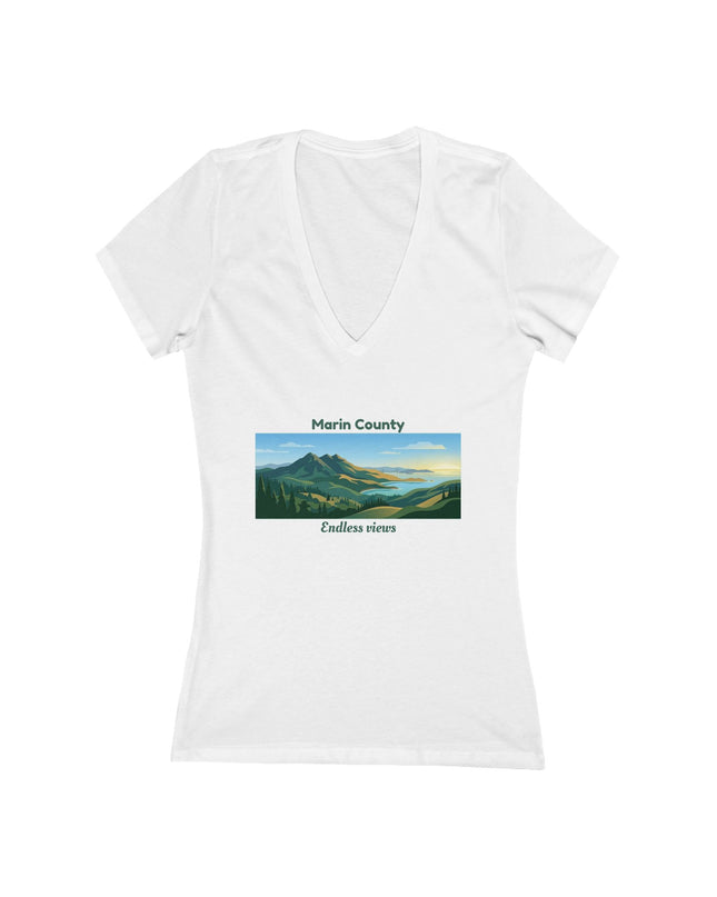 "Marin County - Endless Views" Women's Jersey Short Sleeve Deep V-Neck Tee