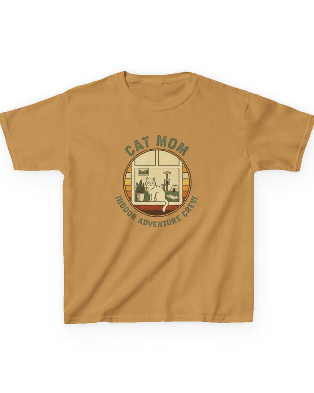 "Cat Mom Indoor Adventure Crew" Kids Heavy Cotton Tee