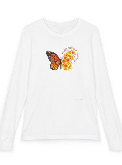 "Butterfly and Poppies" Youth Jersey Long Sleeve Tee