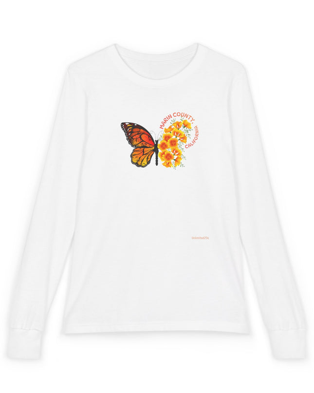 "Butterfly and Poppies" Youth Jersey Long Sleeve Tee