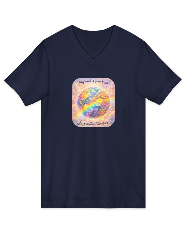 "My Land is Your Land" Unisex Jersey Short Sleeve V-Neck Tee