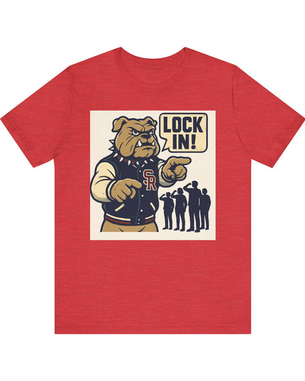 "The Fierce San Rafael High School Bulldog says Lock in!" Unisex Jersey Short Sleeve Tee