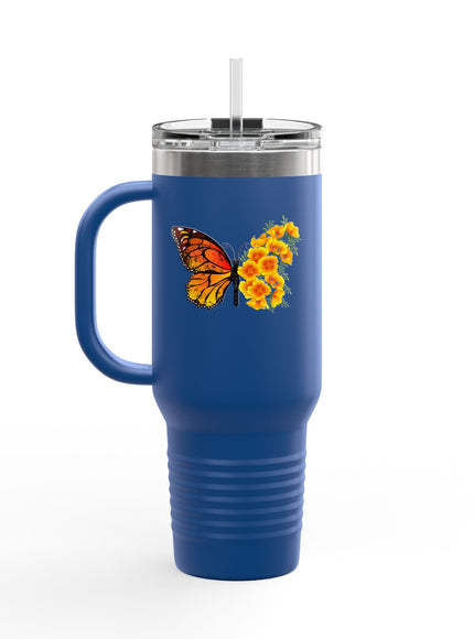"Butterfly Poppies" Insulated Travel Mug, 40oz