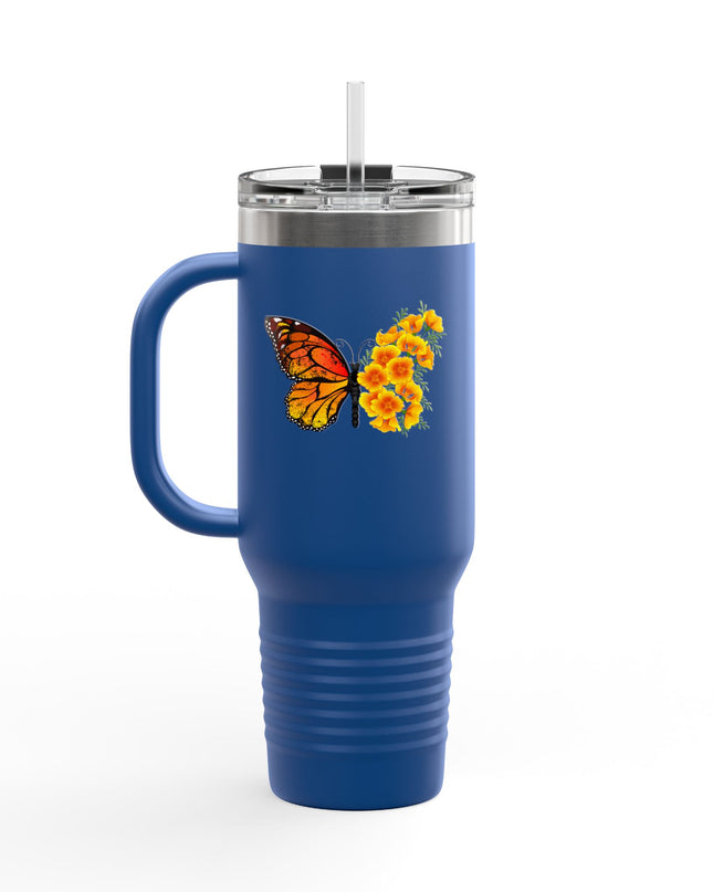 "Butterfly Poppies" Insulated Travel Mug, 40oz