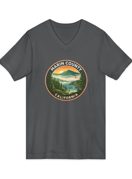 "Marin County, Above the Fog - no text" Unisex Jersey Short Sleeve V-Neck Tee