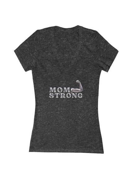 "Mom Strong" Women's Jersey Short Sleeve Deep V-Neck Tee