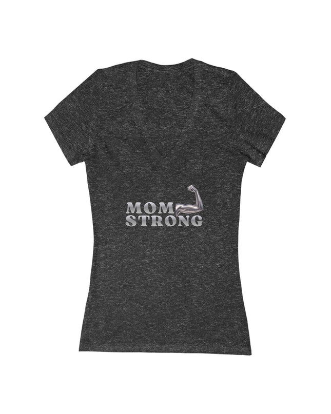 "Mom Strong" Women's Jersey Short Sleeve Deep V-Neck Tee